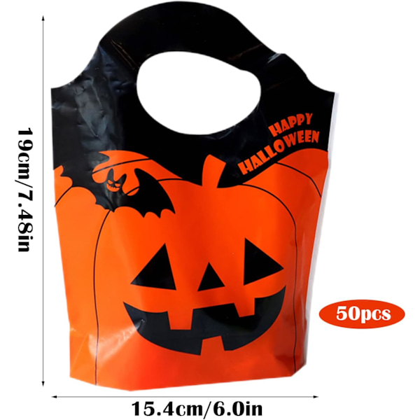 50-pack plast Halloween-festpåsar för barn presentpåsar