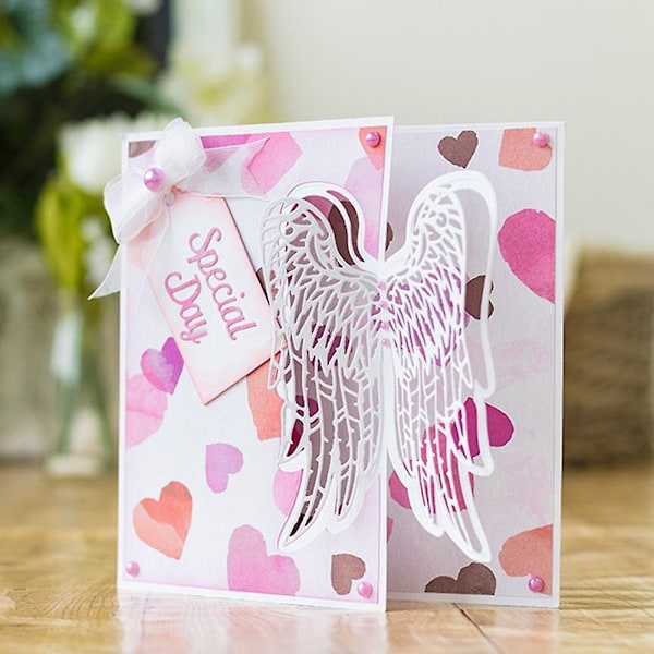 Ängelvingar Metallstanser DIY Scrapbooking Kort Preging Håndverk Mal Mengxi Silver