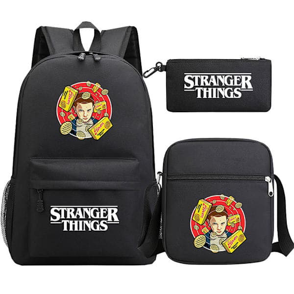 Stranger Things Ryggsäck 3-Delars Set Student Skolväska Canvasväska 23 3PCS/Set 23