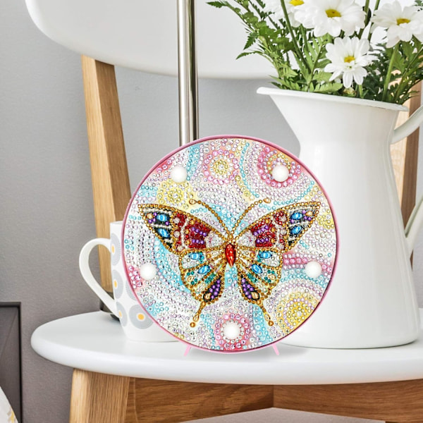 DIY diamantmaleri lampe med LED-lys fuld diamant krystalmaleri kit natlampe håndværk, julegave 15*15 cm