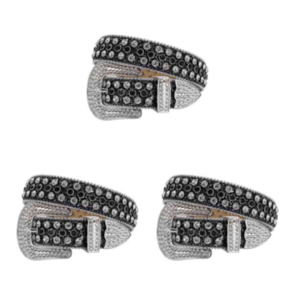 1/2/3/5 Y2K Stil Rhinestone Belte Western Rhinestone Belte For Black+White 105cm-FS1- Black+White 105cm 3PCS