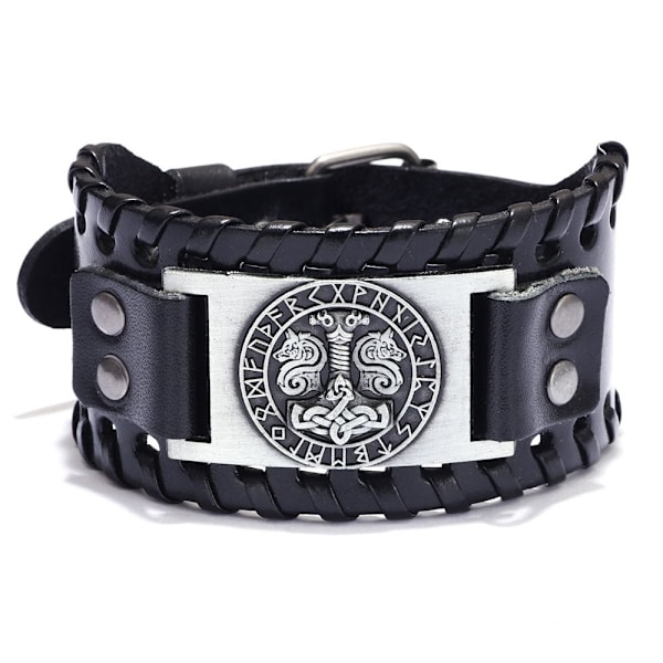 Vikingearmbånd Bredt Armbånd SORT HAMMAR HAMMER Sort-FS2- Black Hammer-Hammer