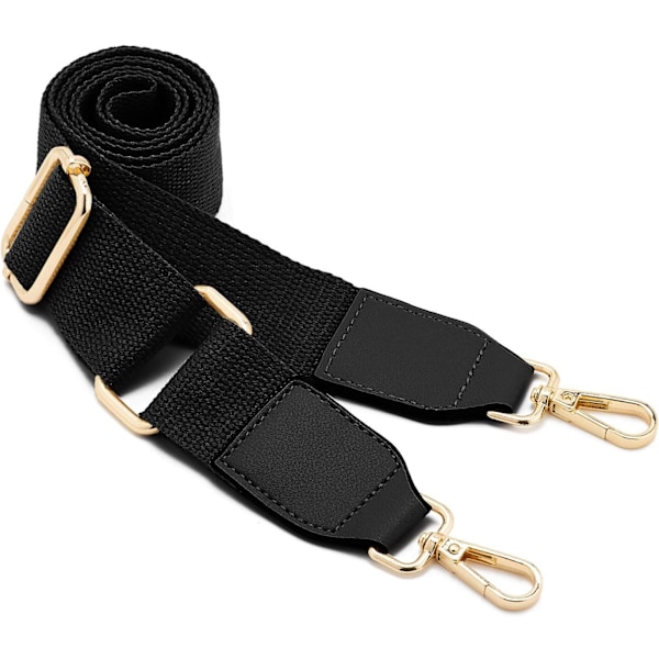 Bred axelrem för kvinnor, justerbar läderersättningsrem (svart)-FS2- Black