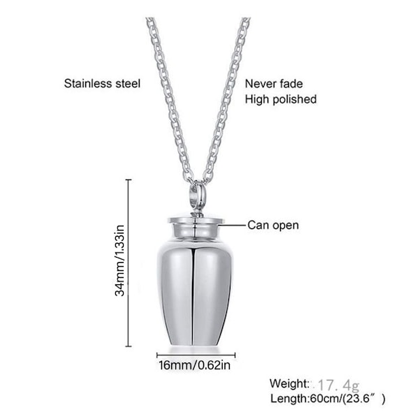 Önskeflaska Halsband Husdjursaska Hänge SILVER-FS2- silver