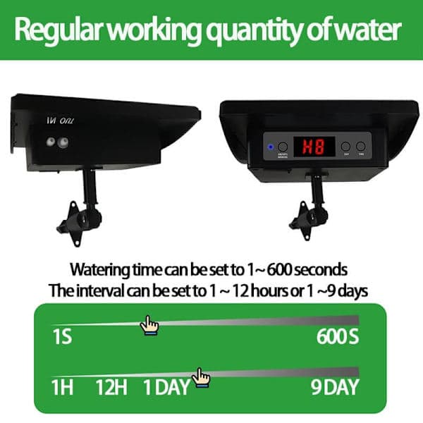 Solar-powered irrigation with timer - Automatic drip irrigation 15m with siphon stop for garden, greenhouse and vegetables