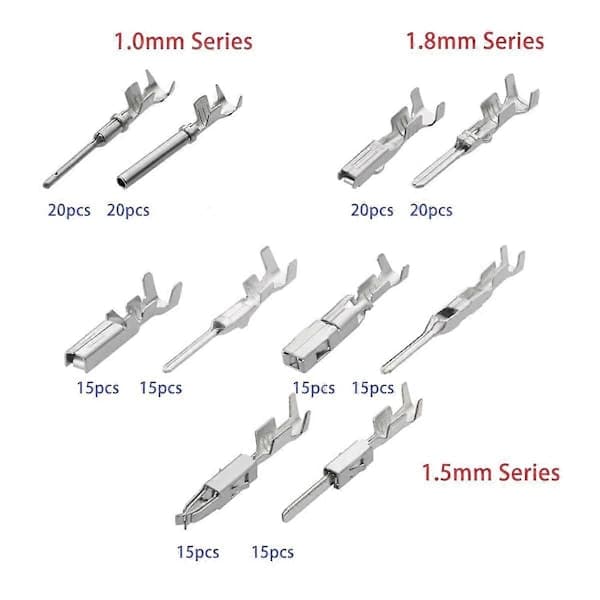 340 stk 1/1,5/1,8/2,2/2,8/3,5 mm terminalstift ledningsnettstift hann hunn bil elektrisk kontaktsats bilkabel-FS-