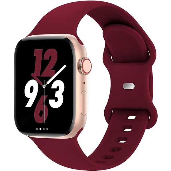 CQBB-band kompatibelt med Apple Watch 38 mm 40 mm 41 mm, ersättningsarmband i mjukt silikonsporttillbehör för kvinnor män（vinröd）