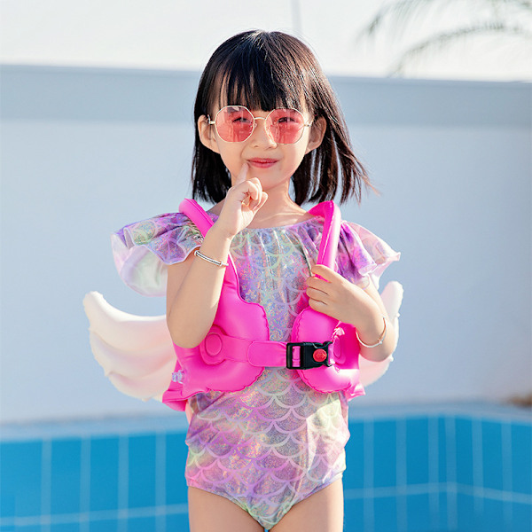 Simväst, Uppblåsbar Pool Floats Simring Rosa pink L