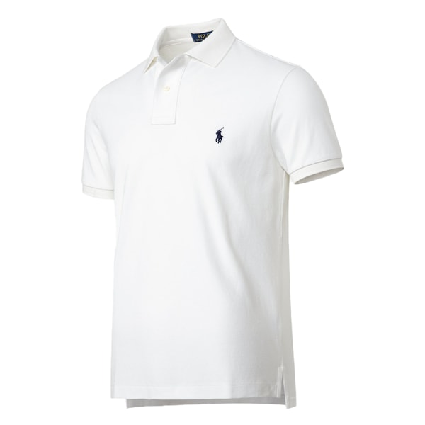Herre T-shirt med korte ærmer og krave i bomuld Hvid White-X41- White 2XL