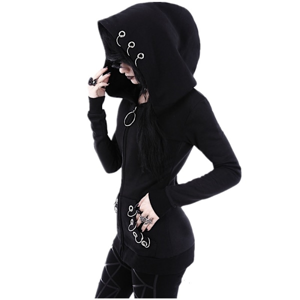Naisten rento huppari pitkähihainen pusero toppi Black-FS2- Black 4XL