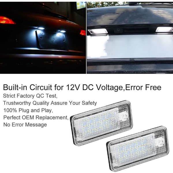 2 stk Bil LED Nummerskilt Lampe Pære Kit For Audi A3 S3 A4 S4 B6 B7 A6 C6 S6, DEBUNS-FS-