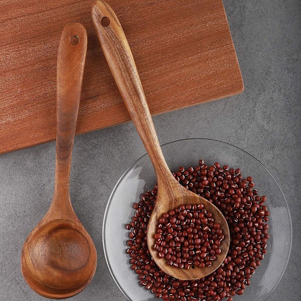 Wooden Utensils in Wood, 6 Pieces, Scratch-Resistant and Heat-Resistant