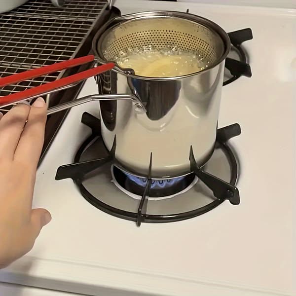 Frituregryde i rustfrit stål med filterrist til hjemmelavet mad Frying Pan + Ba Silver