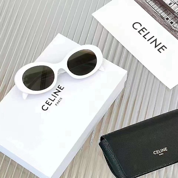 Celinn Selin Internetkändis Arc De Triomphe Solglasögon Gyllene Logotyp Ovala Solglasögon /BL-FS5- Black