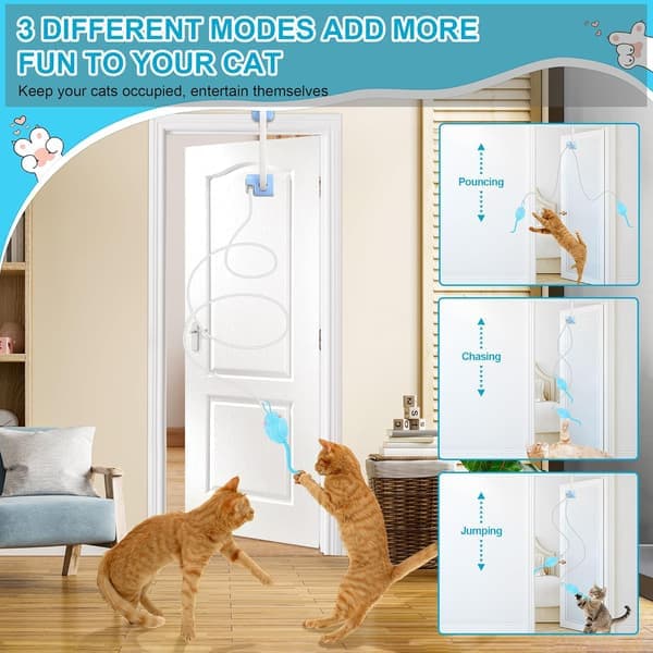 Upgraded Smart Interactive Cat Toy with Remote Control - Automatic Retractable Feather Toy with 3 Plush Mice & USB Charging