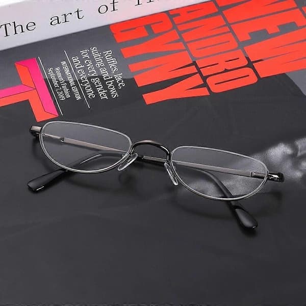 Reading Glasses Spring Hinge Half Moon Semi Rimless Unisex +1.0~+4.0 NEW Gunmetal