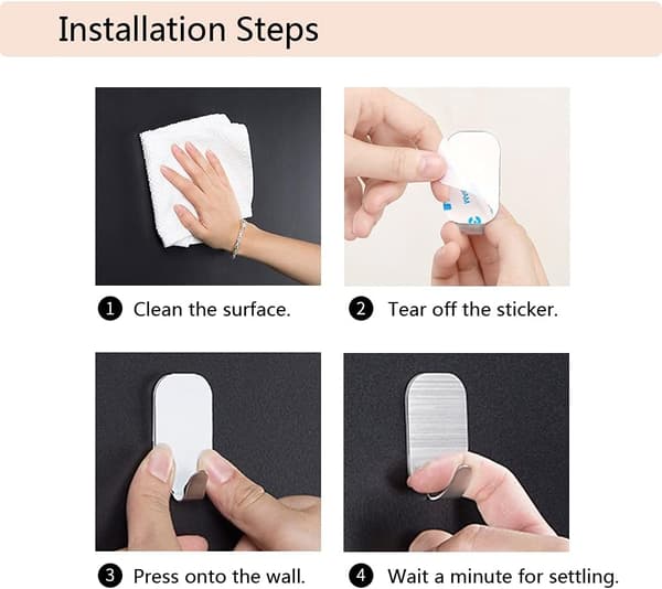 Small Self-Adhesive Hooks for Hanging Extra Strong Adhesive Hooks Heavy Duty