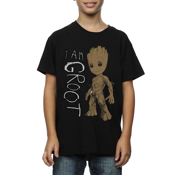 Guardians Of The Galaxy Pojat I Am Groot Scribble Puuvilla T-paita Musta-FS1- Black 9-11 Years