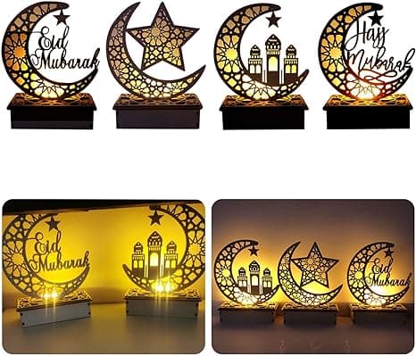 Tre LED-lampe Ramadan dekorasjon Halvmåne stjerne lys muslimsk islam