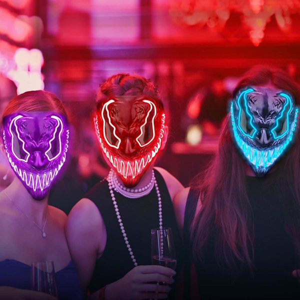 Halloween LED Ansigt Cover Skræmmende Lysende Ansigt Cover Halloween Cosplay Maske til Fester Karnevaler Festivaler