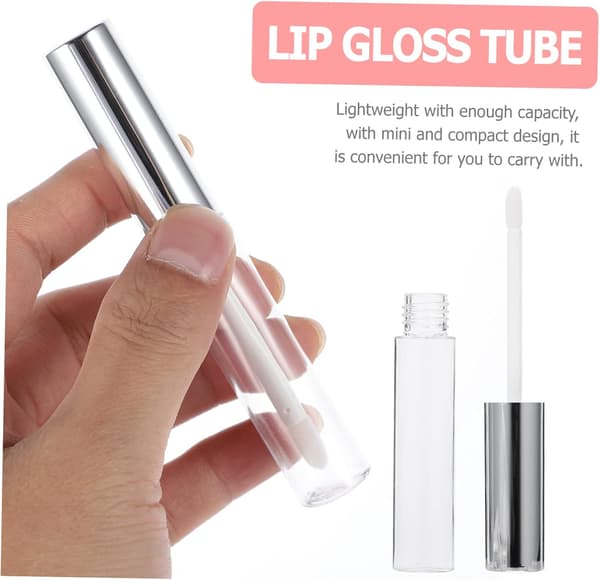 10 ml lipgloss-tuber 12 stk påfyllbare tomme lipglossbeholdere sølvhette for DIY-sminke og prøveoppbevaring
