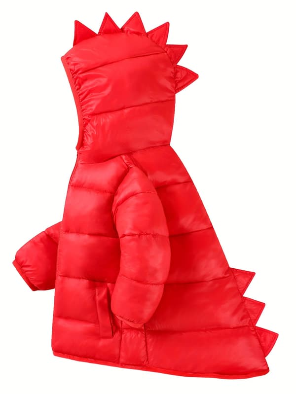 Vindtät pufferjacka med dinosauriedesign för barn 5-6Y Red