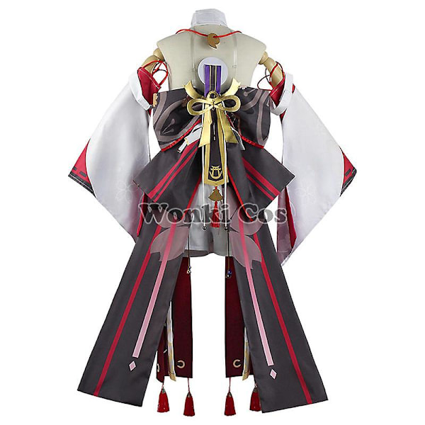 Genshin Impact Yae Miko Cosplay Kostym Kvinnor Rosa Långt Hår Peruk Genshin Cosplay Kostymer Yae Miko Amulet Full Set 841