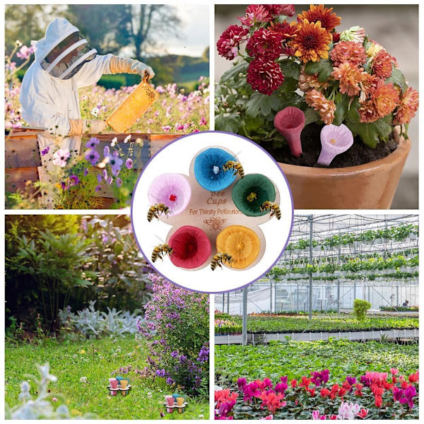 Biedrikker, blå blomstret vanddispenser til bier, insektfoder, udendørs haveudsmykning