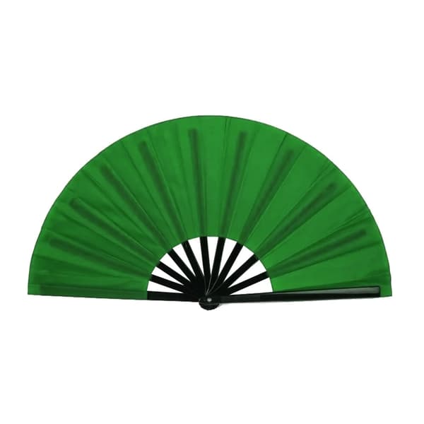 Green Hand Fan - Solid Color - Extra Large 33cm - Theater - Plastic Base Mörkgrön green