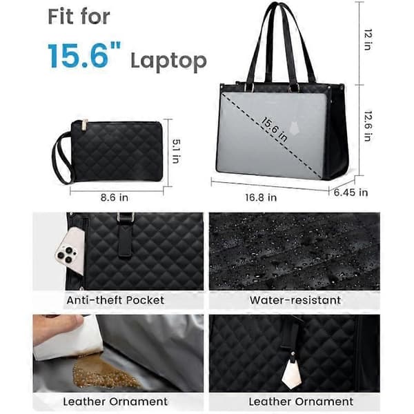 Laptop Bag 15.6 Inch Insulated Lunch Backpack Water Resistant Black black