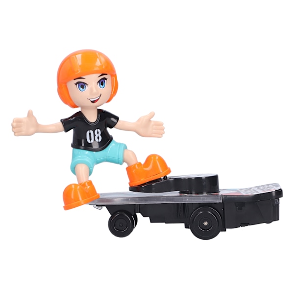 Elektrisk tecknad scooterleksak för barn med musik och ljus, 360° rotation, stuntscooterleksak, present, stuntscooter