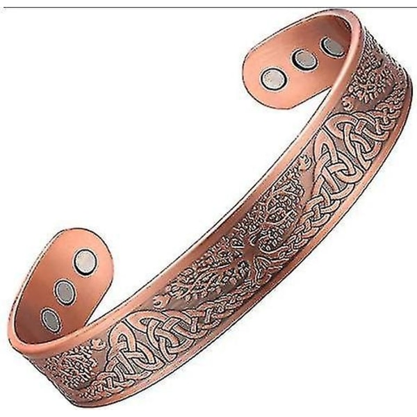 armbånd Magnetisk kobberarmbånd til mænd Kvinder Livets træ Massivt kobberarmbånd Justerbar størrelse - Perfet-X42-