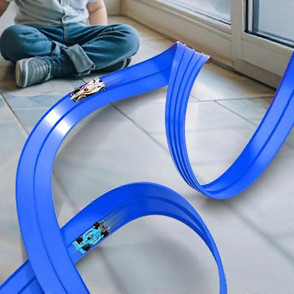 5 Meter DIY Flexibel Bilbana Racing Set för Småbarn Inomhus Utomhus Lek Blå One Size-FS-