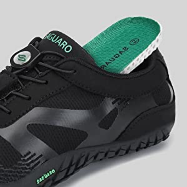SAGUARO Barfotaskor för träning och vardag - Svarta green 20mm