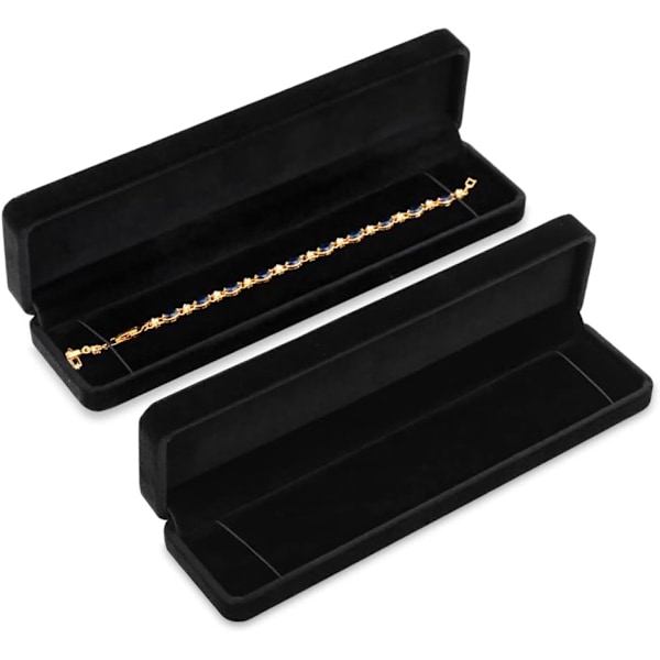 Sæt med 2 Klassiske Sammet Halskæde Armbånd Display Etui Smykke Gaveæske 8,7x1,6x2 tommer