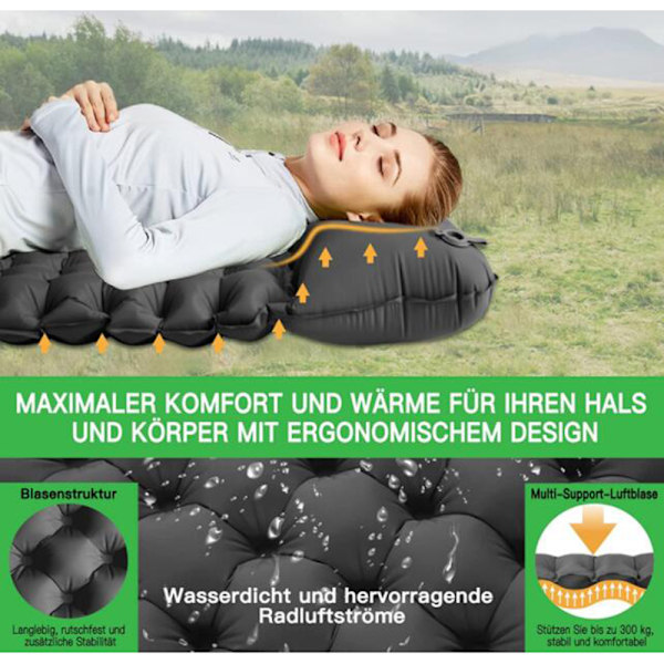 Breathable Comfortable Inflatable Sleeping Pad, Quick Deflate Feature and Ultralight Compact Portable Sleeping Mat for Hiking and Traveling-X42-