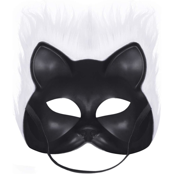 Ræv maske halloween cosplay maske halv ansigt slør øjne maske lurvet ræv kostume tilbehør dyr fest katte masker White