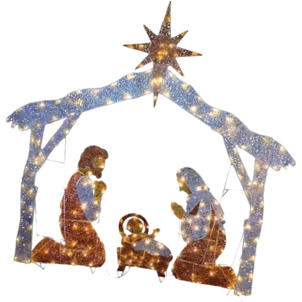 Påsk Upplyst Julkrubba LED Heliga Familjen Gårdsinlägg