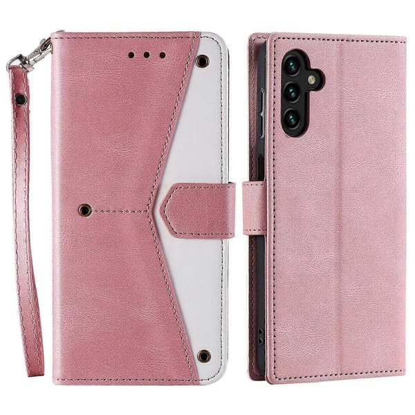 Samsung Galaxy A17 5G Leather Wallet Case with Spliced Stitching and Wrist Strap