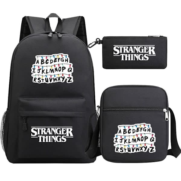 Stranger Things Ryggsekk 3-delt Sett Student Skolesekk Canvasveske 2 2