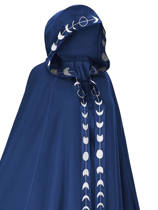 Hætteklædt kappe til voksne Middelalder Renæssance Cosplay Kostume til Halloween og Rollespil S Blue