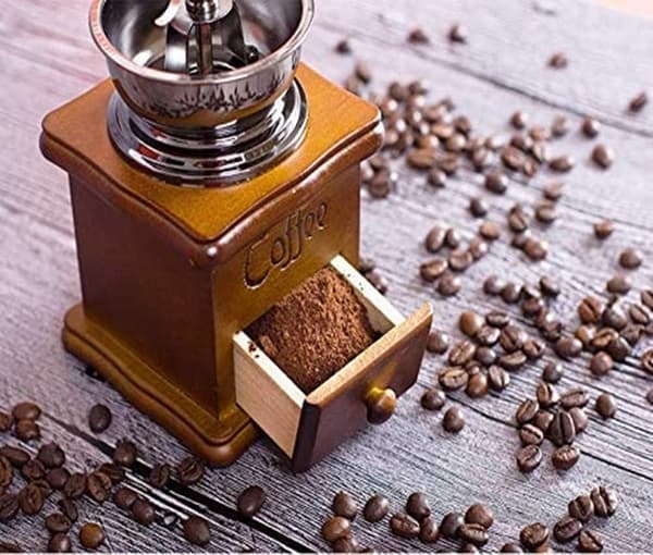 Kaffekværn i Træ Vintage Antik Keramisk Håndsving Retro Stil Trækaffekværn-FS-