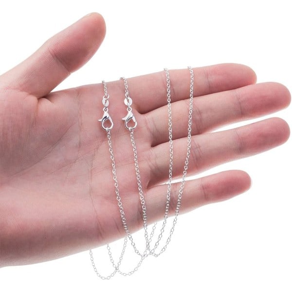 Galaxy 30-pack Halsbandskedja Silverpläterade halsbandskedjor Bulk Cable Chain Charms, 1,2 mm (15 cm)