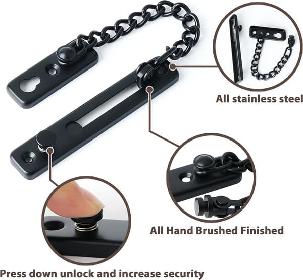 Door Chain Security Lock with Safety Spring Anti-Theft Push Bolt Gu Gold finish