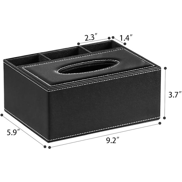 Servettbox Rektangulär Läder Svart Multifunktionell