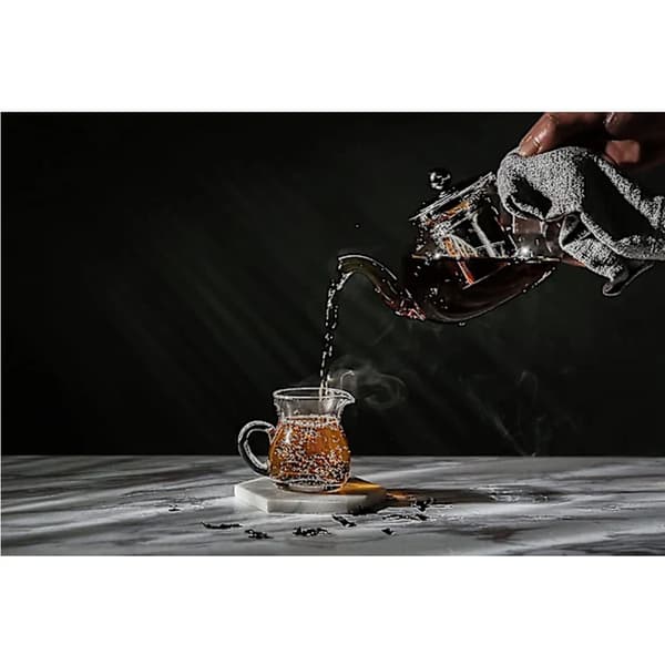Glastekanna med avtagbart lock i rostfritt stål och infusionsenhet, 975 ml-FS-