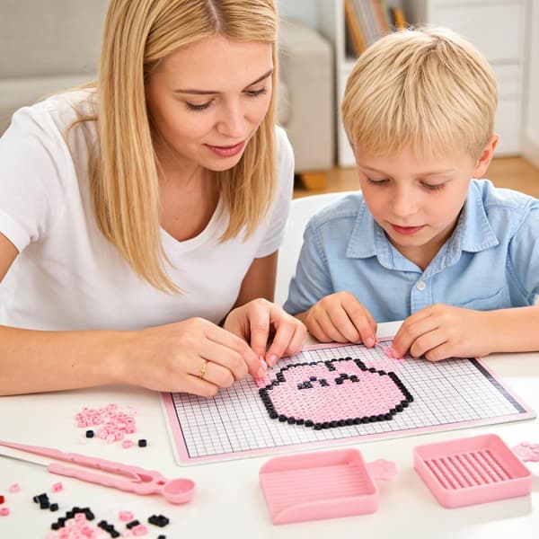 Perleplateverktøysett – 3-delt pinsett, brett og spade for 2,6 mm perler – DIY-essensielt