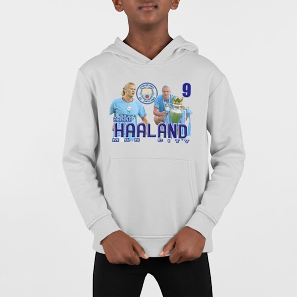 Haaland mester for Man. City - grå hettegenser XL xl