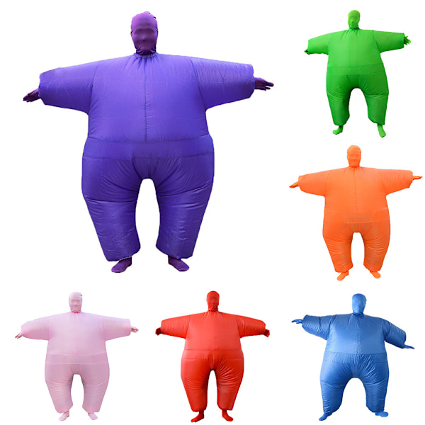 Sumo Uppblåsbar Dräkt Fet Maskerad Blow Up Outfit Vuxen Kostymer Cosplay Uppblåst Klädsel purple