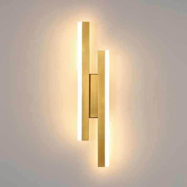 Inomhus LED-vägglampor, 16W Akryl LED-vägglampa Varm, Vägglampor för Sovrum Vardagsrum Korridor Hall-FS5- Gold